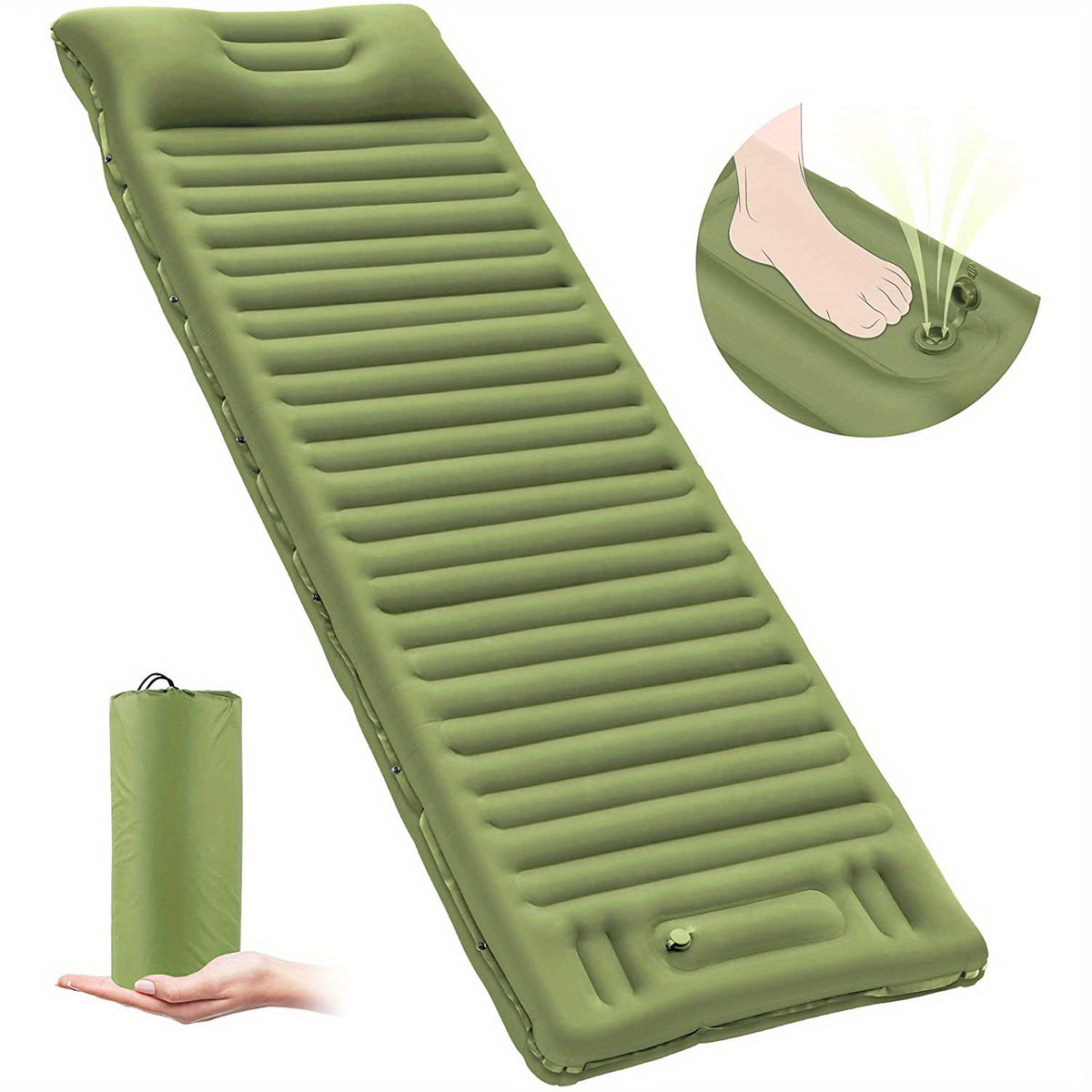 Ultralight Inflatable Sleeping Pad with Pillow for Camping