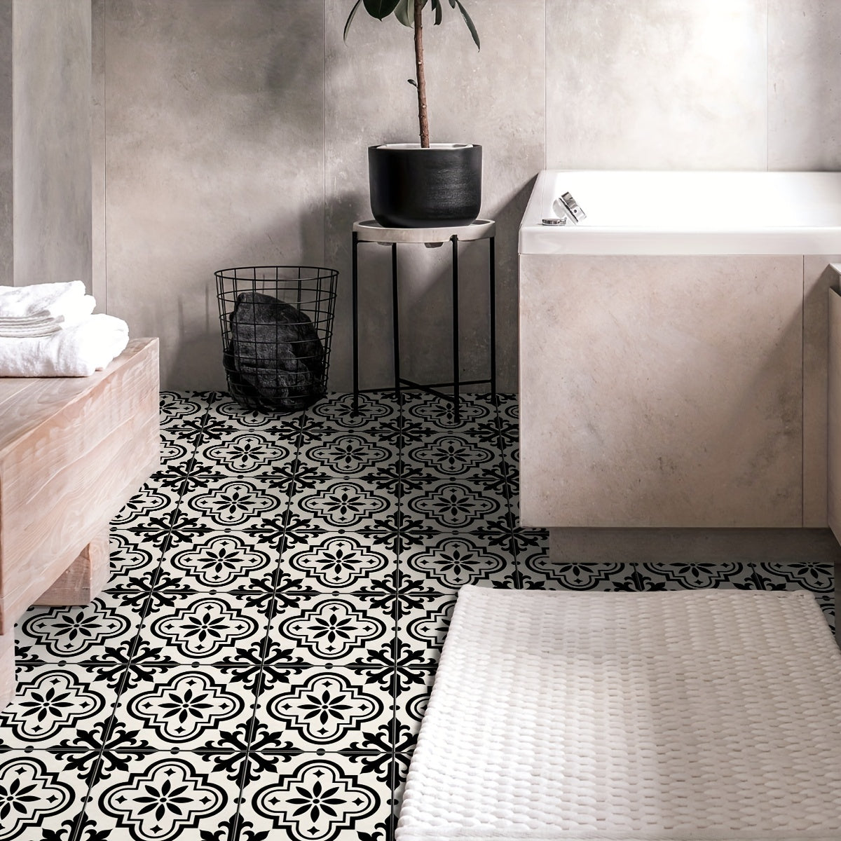 12pcs Moroccan Style Floor Stickers Waterproof Non-slip Tile Stickers