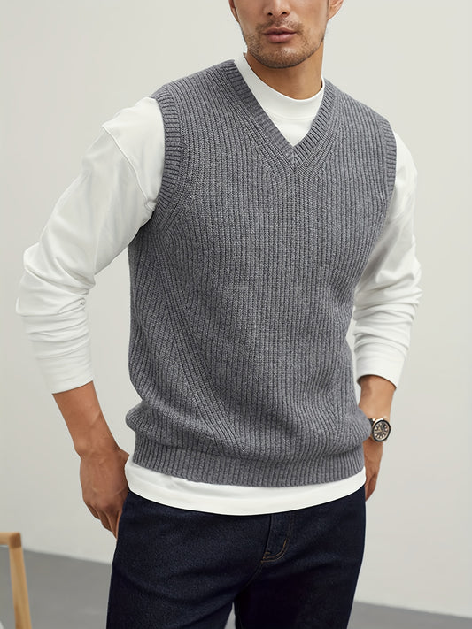 Men's V Neck Sweater Vest Preppy Style