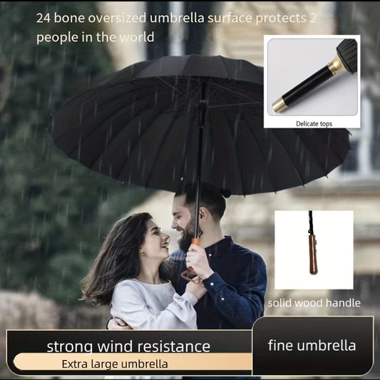 Vintage Long Handle Umbrella Wind Resistant Business Straight Pole Long Umbrella
