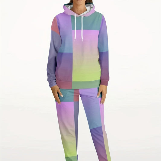  Colorblock Long Sleeve Hoodie & Joggers Set
