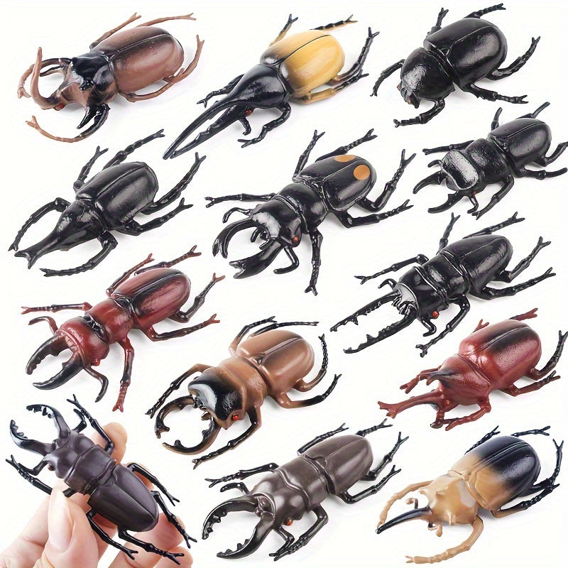 12pcs Insect Animal Model Set Beetle Unicorn Decoration Puzzle Teaching