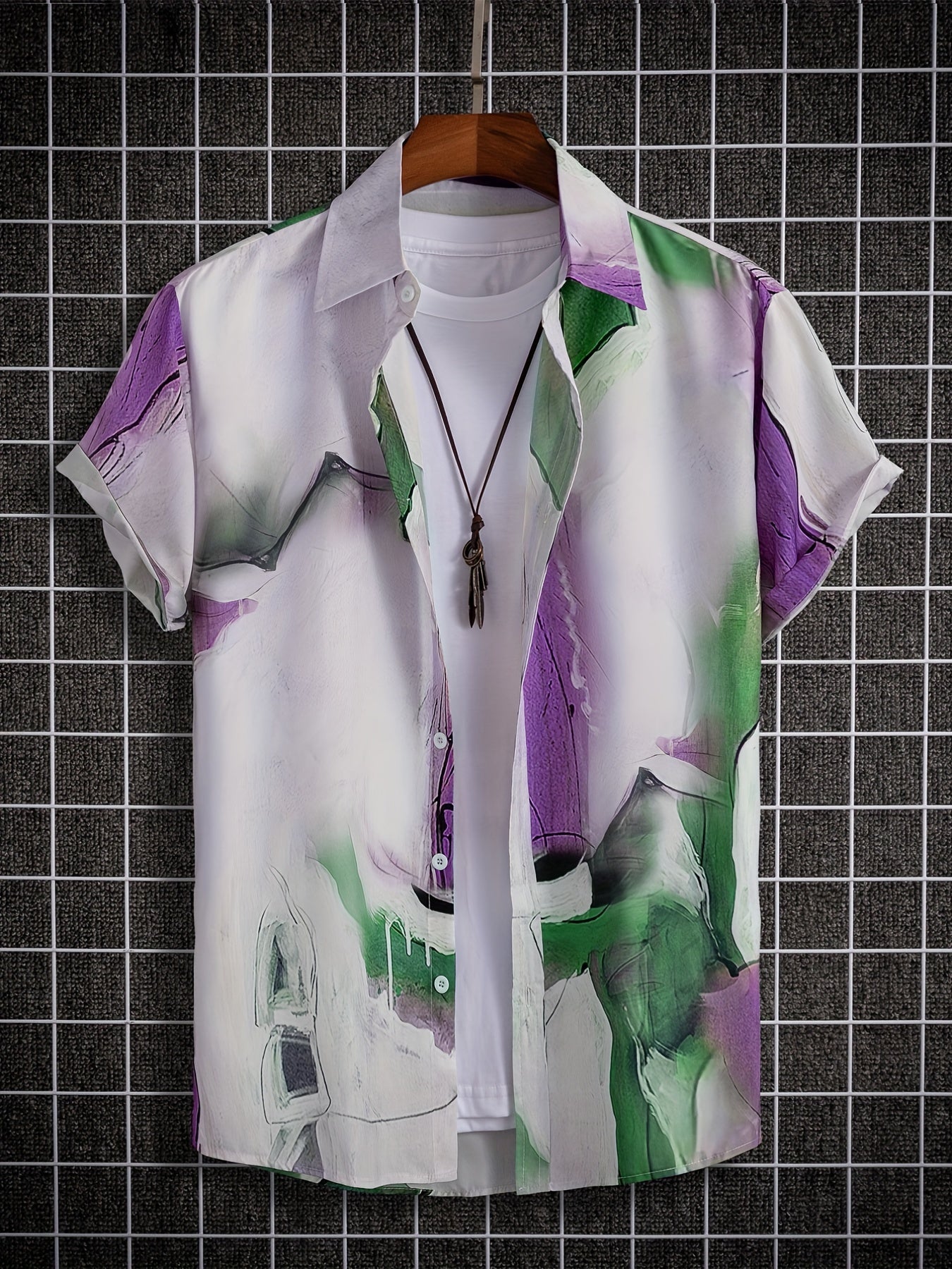 Men's Casual Short Sleeve Shirt for Summer Vacation