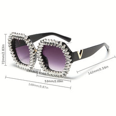 Polygon Rhinestone Sunglasses for Women