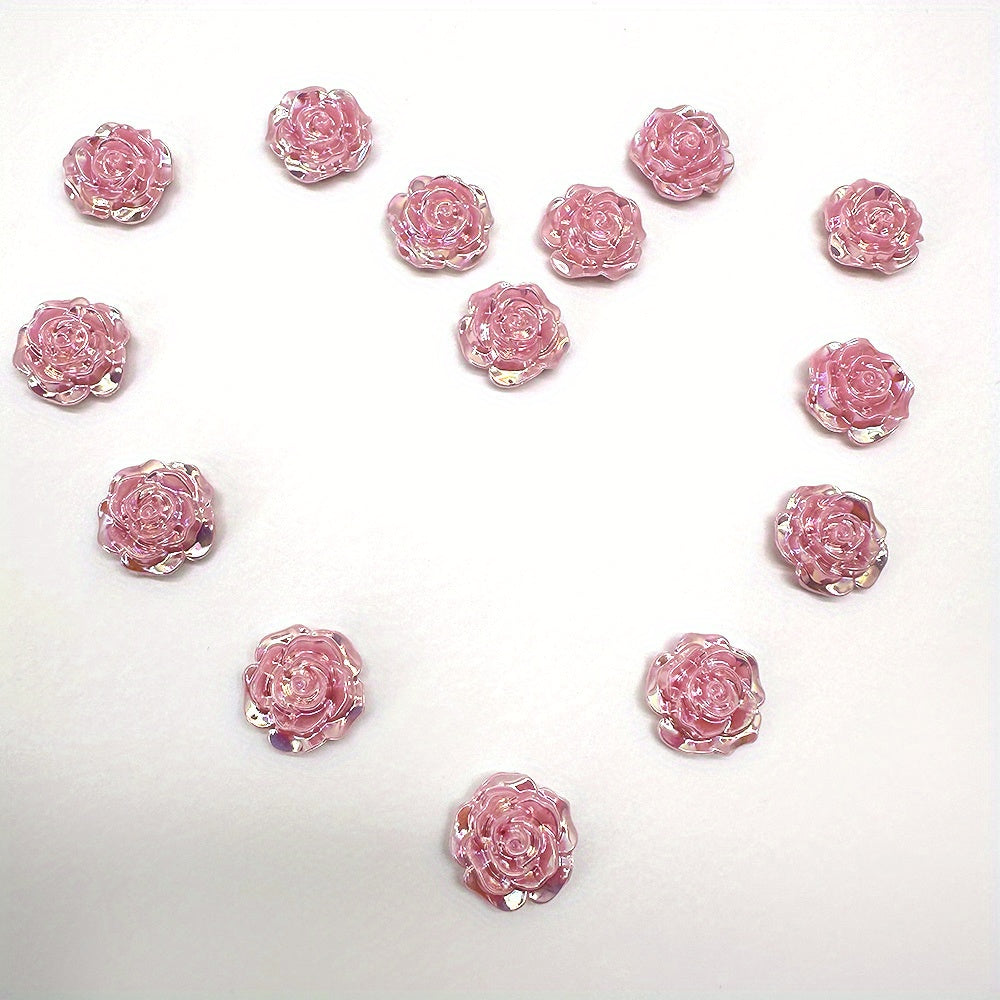 15pcs 19mm AB Flat Bottom Acrylic Letterpress Rose Beads DIY Accessories
