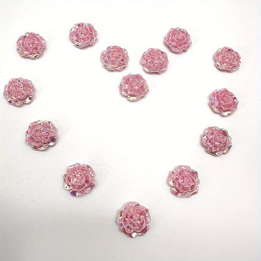 15pcs 19mm AB Flat Bottom Acrylic Letterpress Rose Beads DIY Accessories