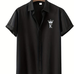 K & Crown Print Short Sleeve Shirt for Vacation