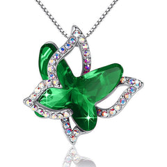 12-Month Birthstone Butterfly Pendant Necklace for Mother's Anniversary Birthday