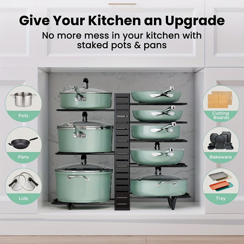Expandable Pots And Pans Storage Rack Kitchen Organizer