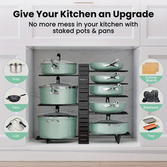 Expandable Pots And Pans Storage Rack Kitchen Organizer