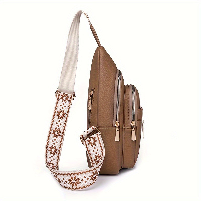 Women's Vintage Chest Bag PU Leather Crossbody Bag