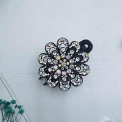 Vintage Crystal Flower Hair Claw Clip Fancy Barrette