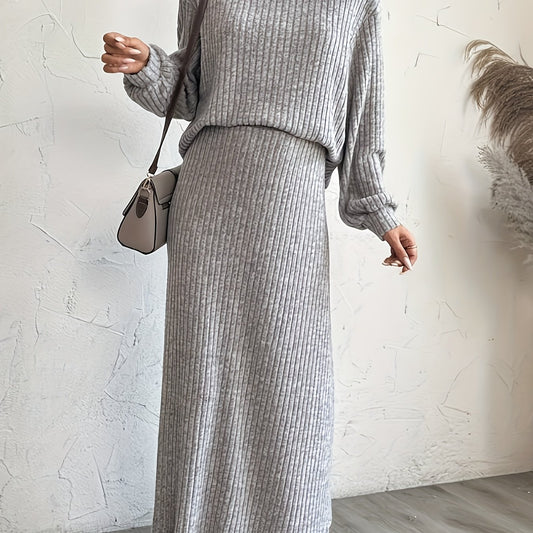  High Neck Jumper & Skirt 2 Piece Set