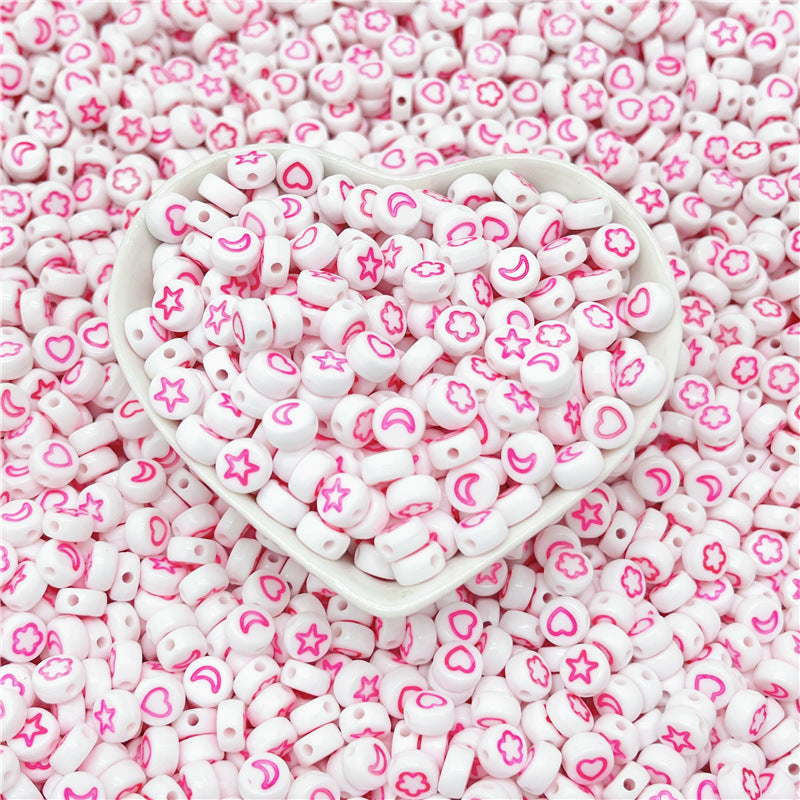 100pcs 4 7mm Star Moon DIY Colorful English Letter Flat Beads