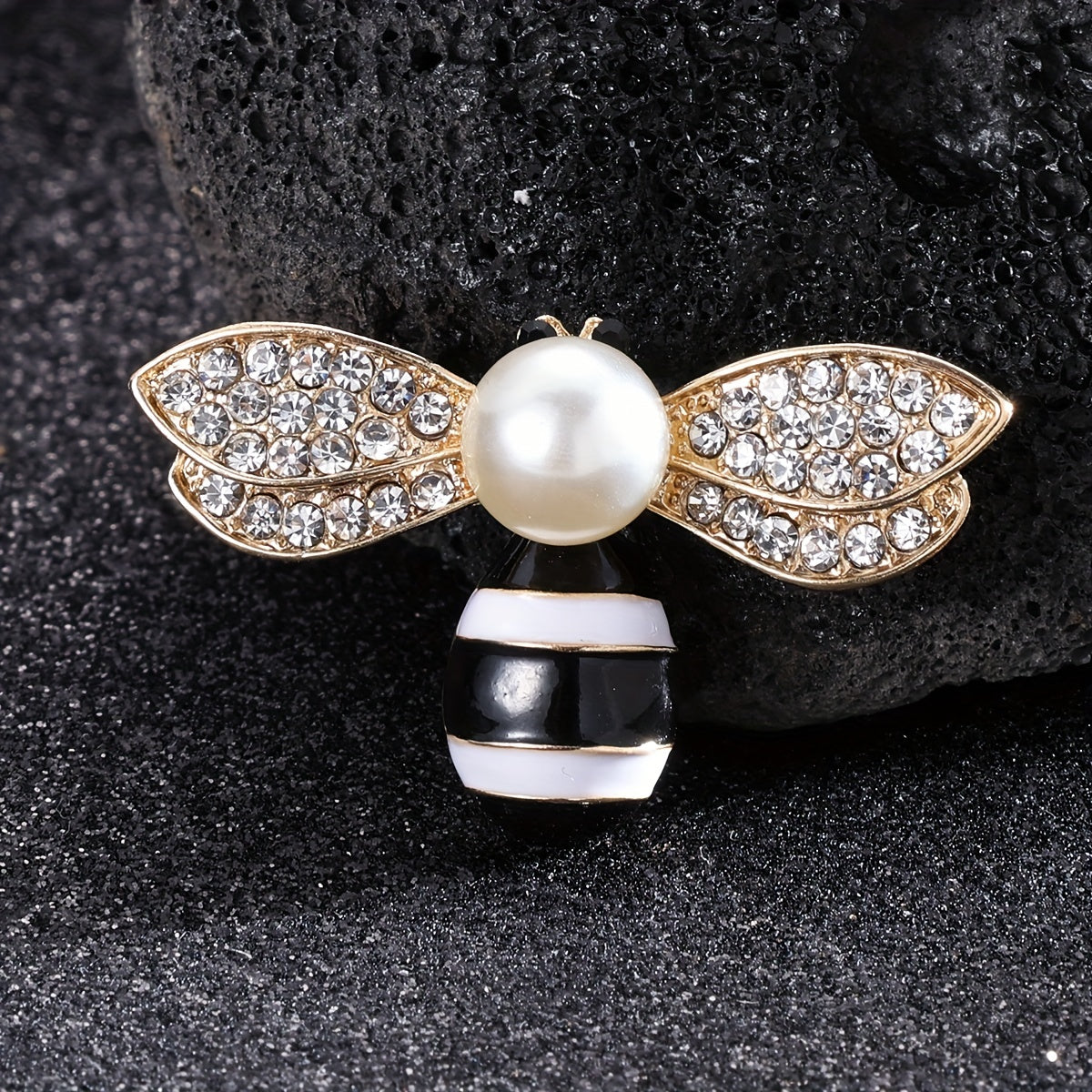 Enamel Pearl Bee Brooch Men Women