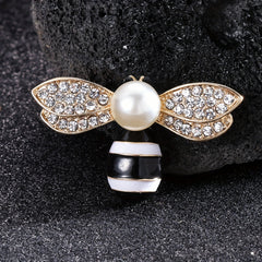 Enamel Pearl Bee Brooch Men Women
