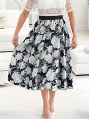  Casual Skirt Women's Floral Print High Rise Maxi Skirt