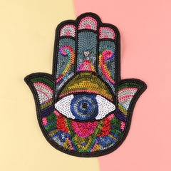 Sequin Palm Embroidery Patches Art Decor DIY Clothes Bag Accessories