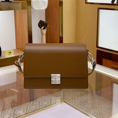 Women's Retro Box Shoulder Bag Geometric Pattern Light Brown Crossbody Purse