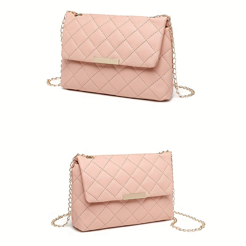 Argyle Quilted Shoulder Bag Chain Crossbody Bag Small Flap Square Purse