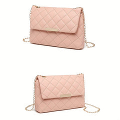 Argyle Quilted Shoulder Bag Chain Crossbody Bag Small Flap Square Purse