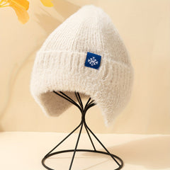 Snowflake Knit Hat Plush Windproof Beanie