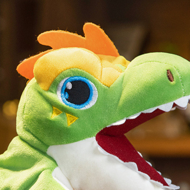 2pcs Dinosaur Hand Puppets Soft Plush T Rex Parent & Child with Expressive Eyes