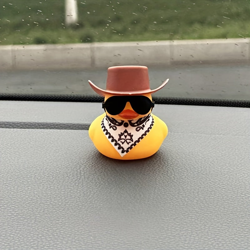 Brown Cowboy Hat with Scarf and Sunglasses for Ducks