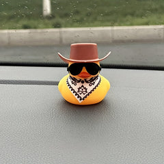 Brown Cowboy Hat with Scarf and Sunglasses for Ducks