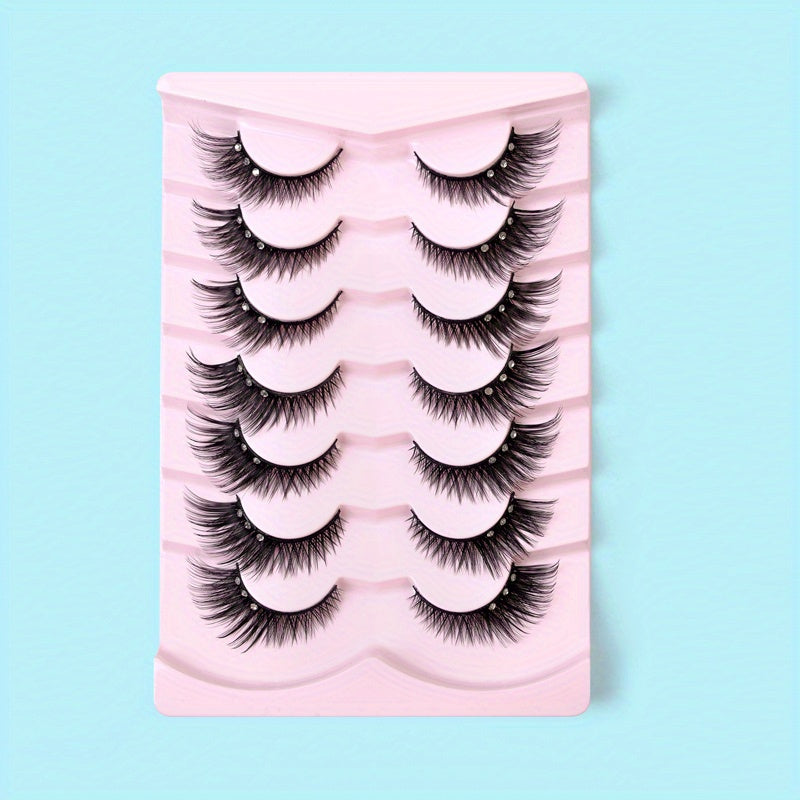 Bejeweled Full Strip False Eyelashes Natural Volume Curly Makeup Lash Extension