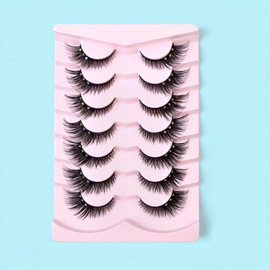 Bejeweled Full Strip False Eyelashes Natural Volume Curly Makeup Lash Extension