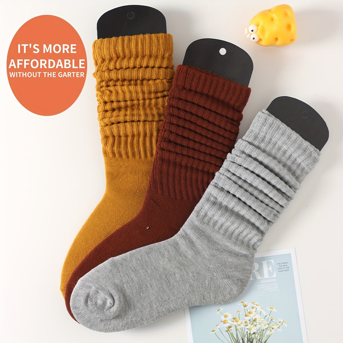 3 Pairs Comfy & Soft Solid Socks Women's Stockings