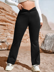  Ruched High Waist Flared Leg Stretch Trousers