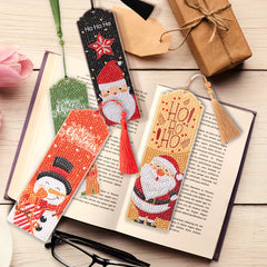 4pcs DIY Diamond Painting Bookmarks Acrylic Glass Painted Christmas Snowman