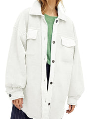 Women's Solid Long Sleeve Button Down Jacket