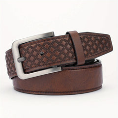 Alloy Pin Buckle PU Striped Belt for Men