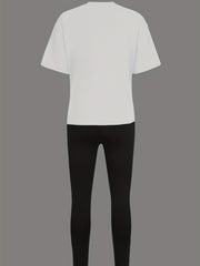 Letter Print Casual Set - T-shirt & Pants
