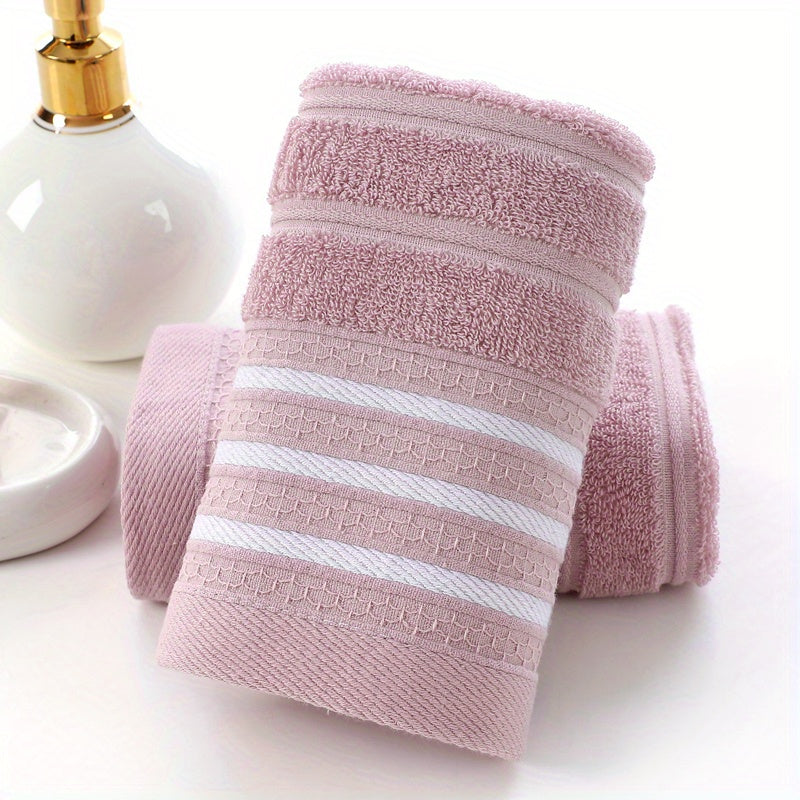 4pcs Striped Pattern Hand Towels Set Soft Skin-friendly Face Towel