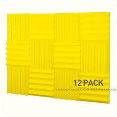 12pcs Yellow High Density Triangular Groove Sound Insulation Cotton
