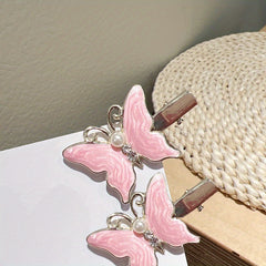 2pcs Butterfly Hair Claw Pearl Decor Clip for Women Girls Hair Bang Braids