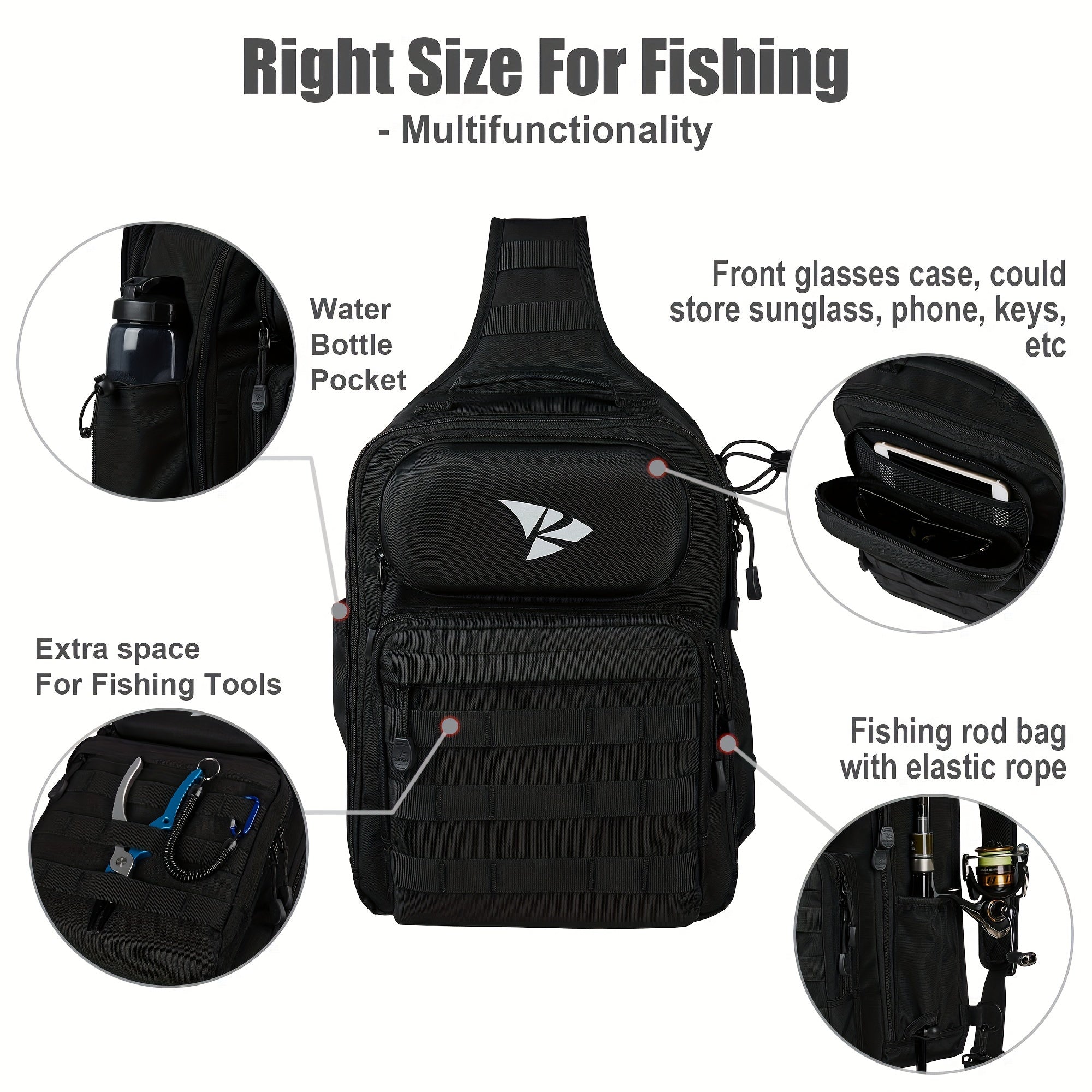 Fishing Tackle Backpack With Rod Holder Large Capacity Multi-functional Backpack