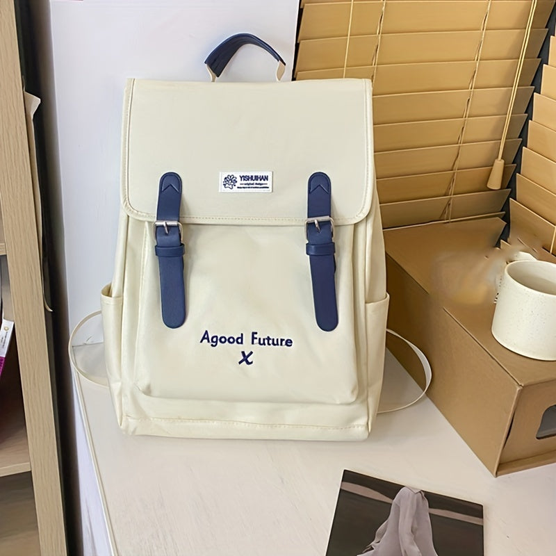Casual Colorblock Backpack Preppy School Bag Multifunctional Storage