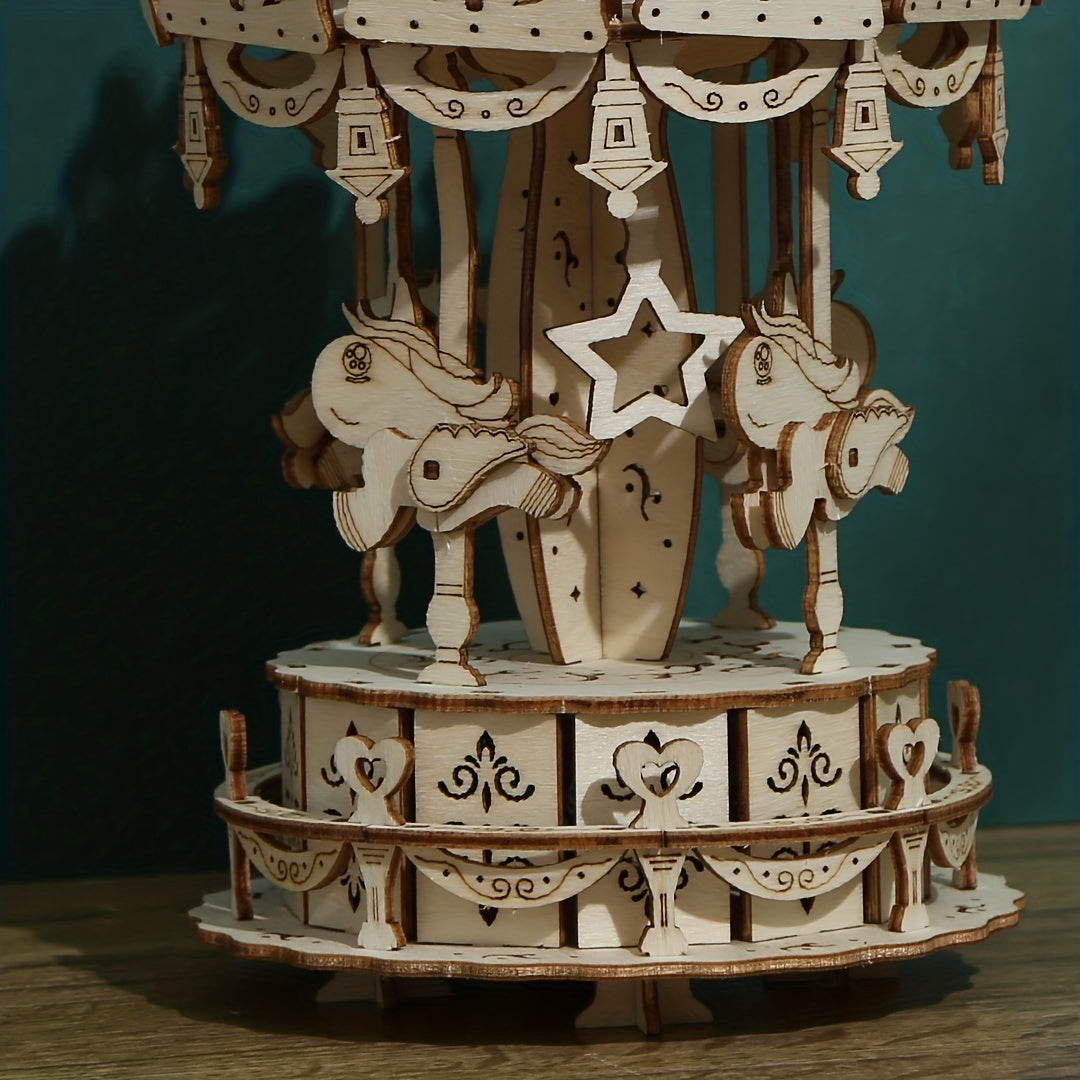DIY Carousel 3D Wooden Puzzle Model Crafts