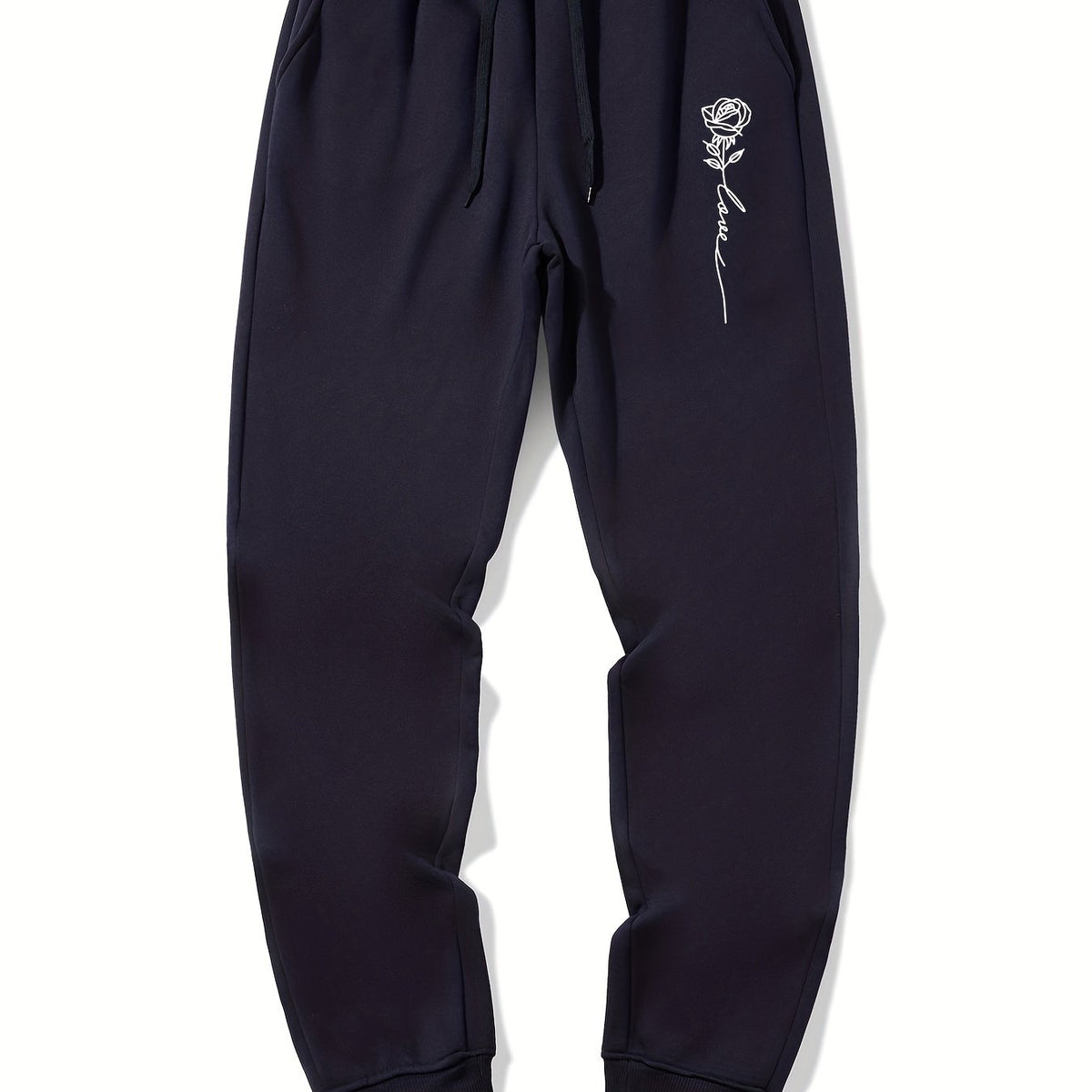 Rose Pattern Casual Graphic Drawstring Joggers Men's Sweatpants