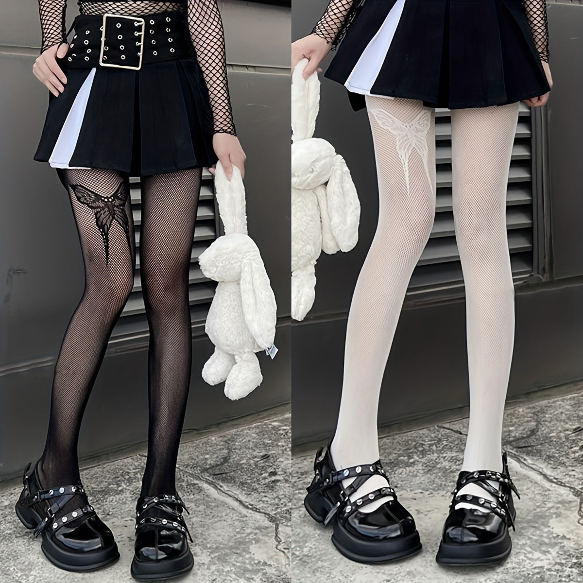 2 Pack Butterfly Fishnet Tights High Waist Mesh Pantyhose Stockings