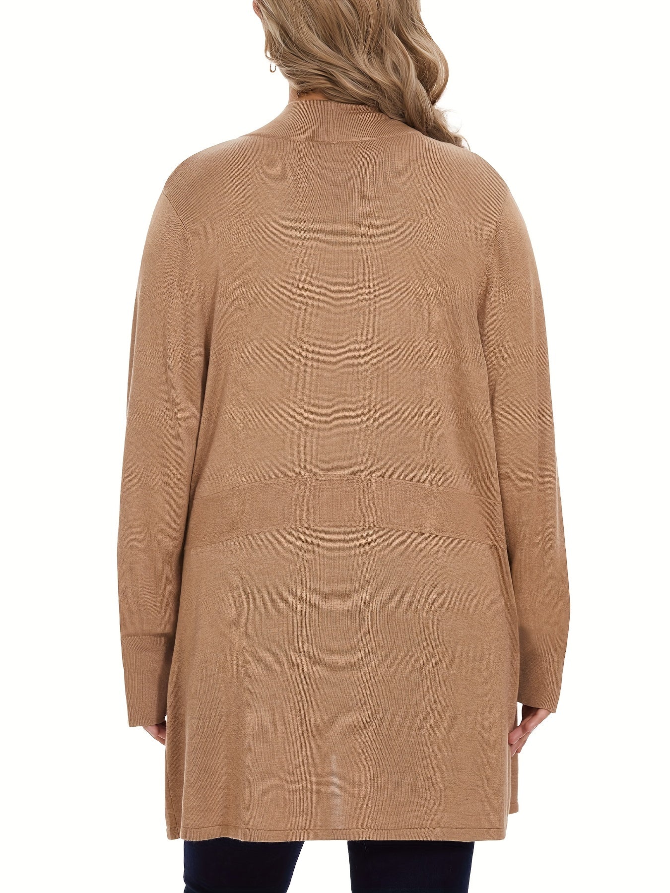  Solid Long Sleeve Open Front Cardigan