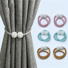 2pcs Pearl Magnetic Curtain Buckle Strap Rope Curtain Accessories