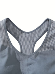  Sporty Bra Women's Geometric Pattern Round Neck Bra