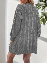  Ribbed Knit Open Front Cardigan with Pockets