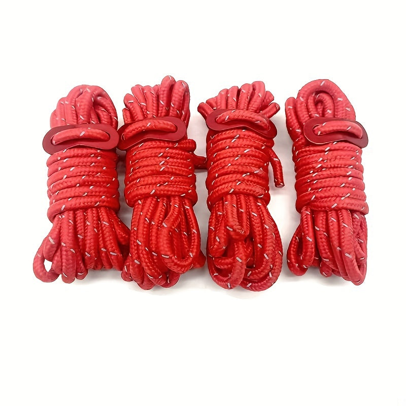4pcs 3m Reflective Rope Wind Rope with Buckle for Camping